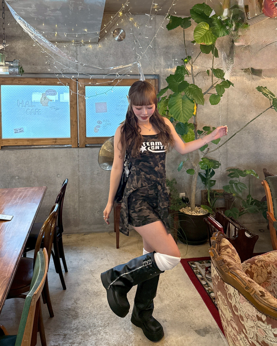 フェイクレイヤー迷彩キャミワンピース
HZ2073