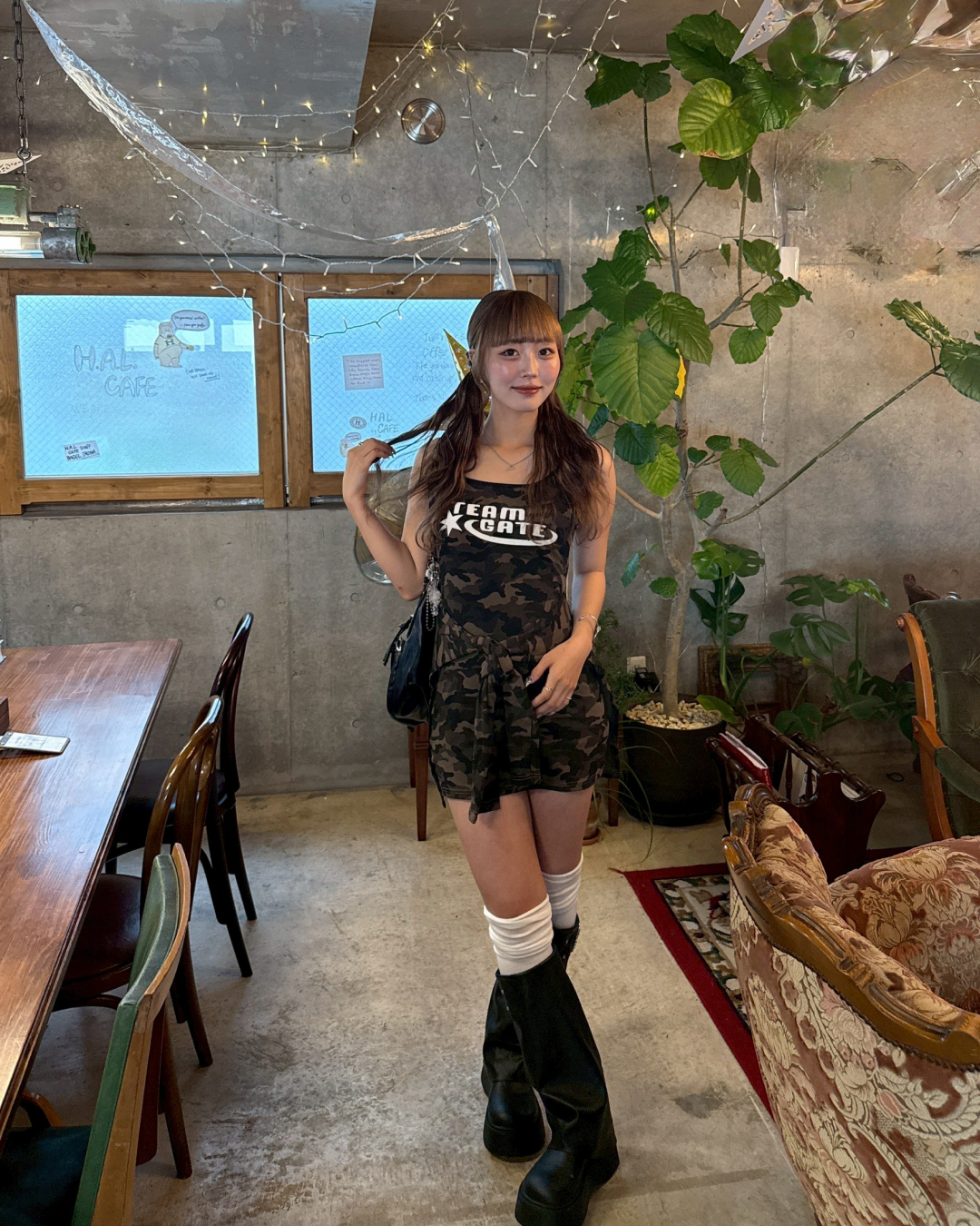 フェイクレイヤー迷彩キャミワンピース
HZ2073