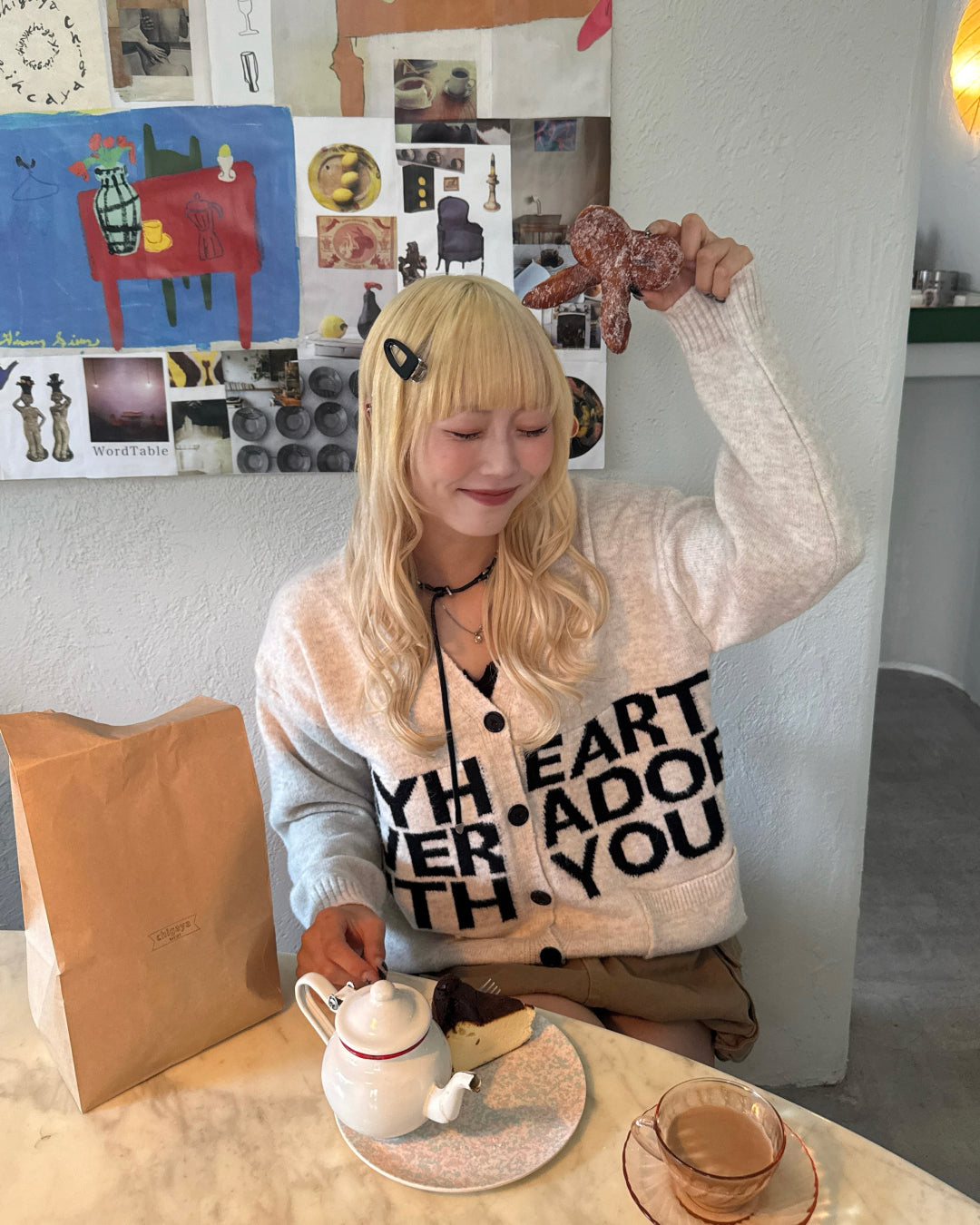 ロゴニットバイカラーカーディガン HZ3001