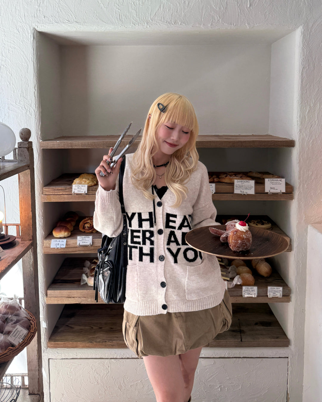 ロゴニットバイカラーカーディガン HZ3001