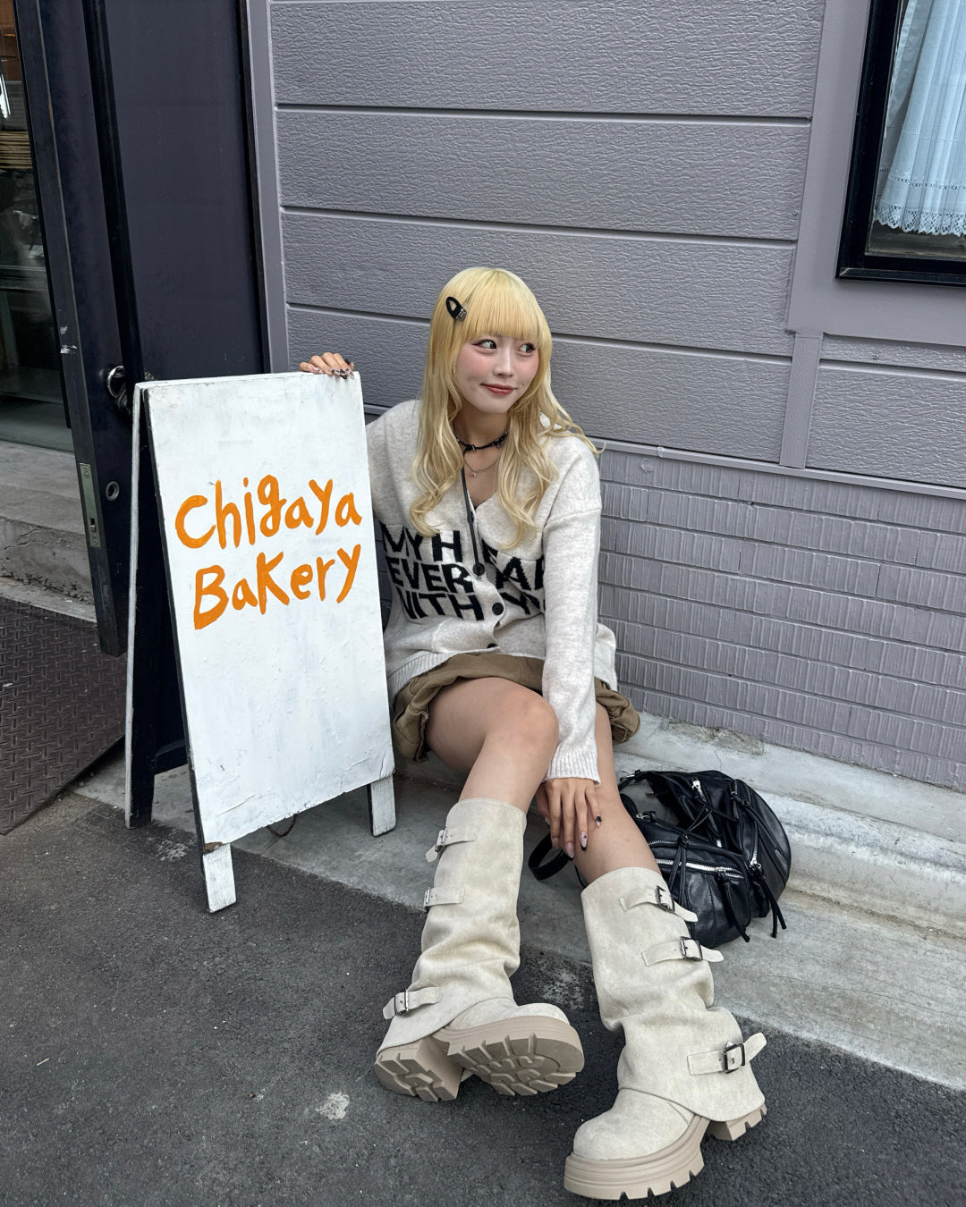 ロゴニットバイカラーカーディガン HZ3001