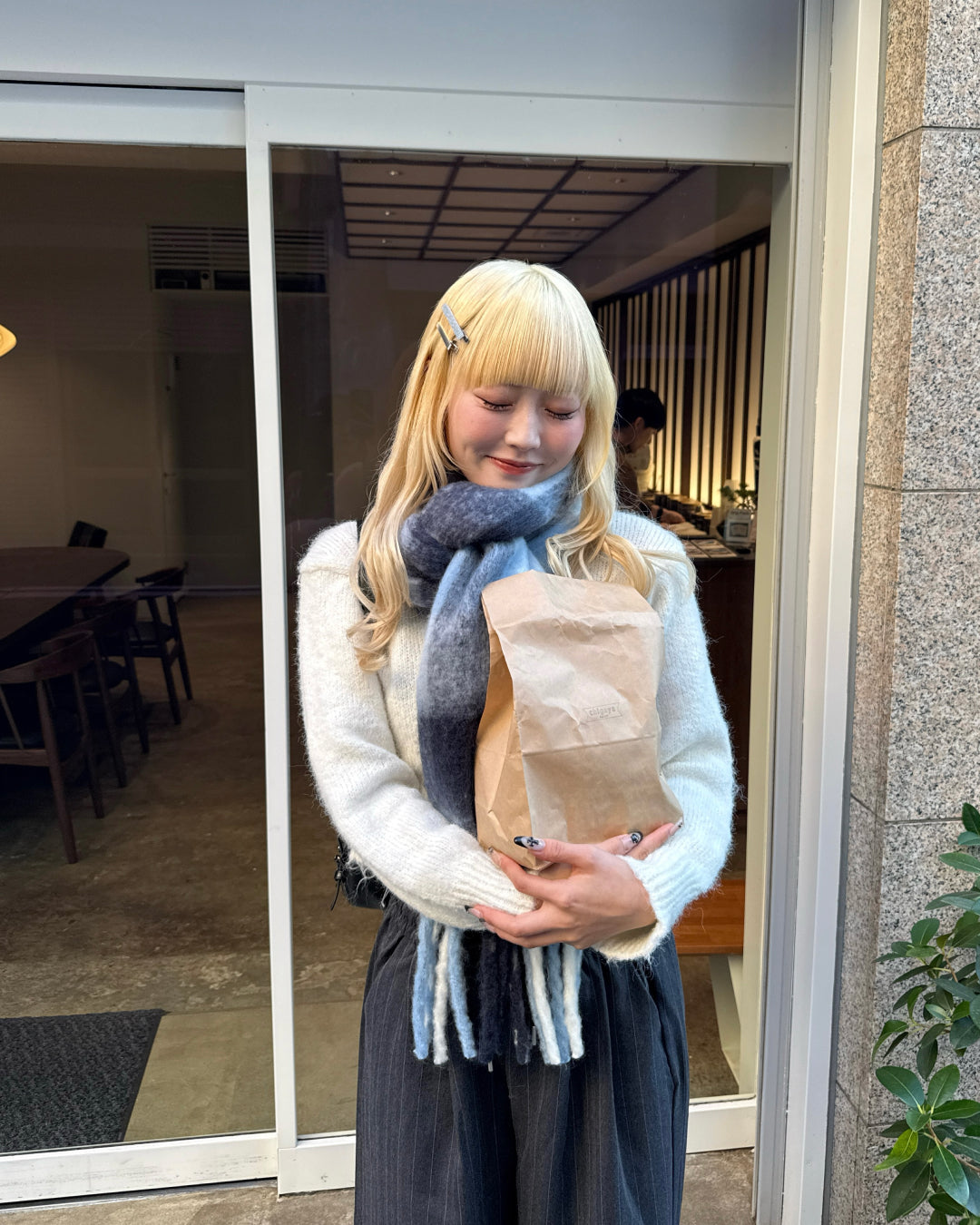 オンブレチェックマフラー HZ3004