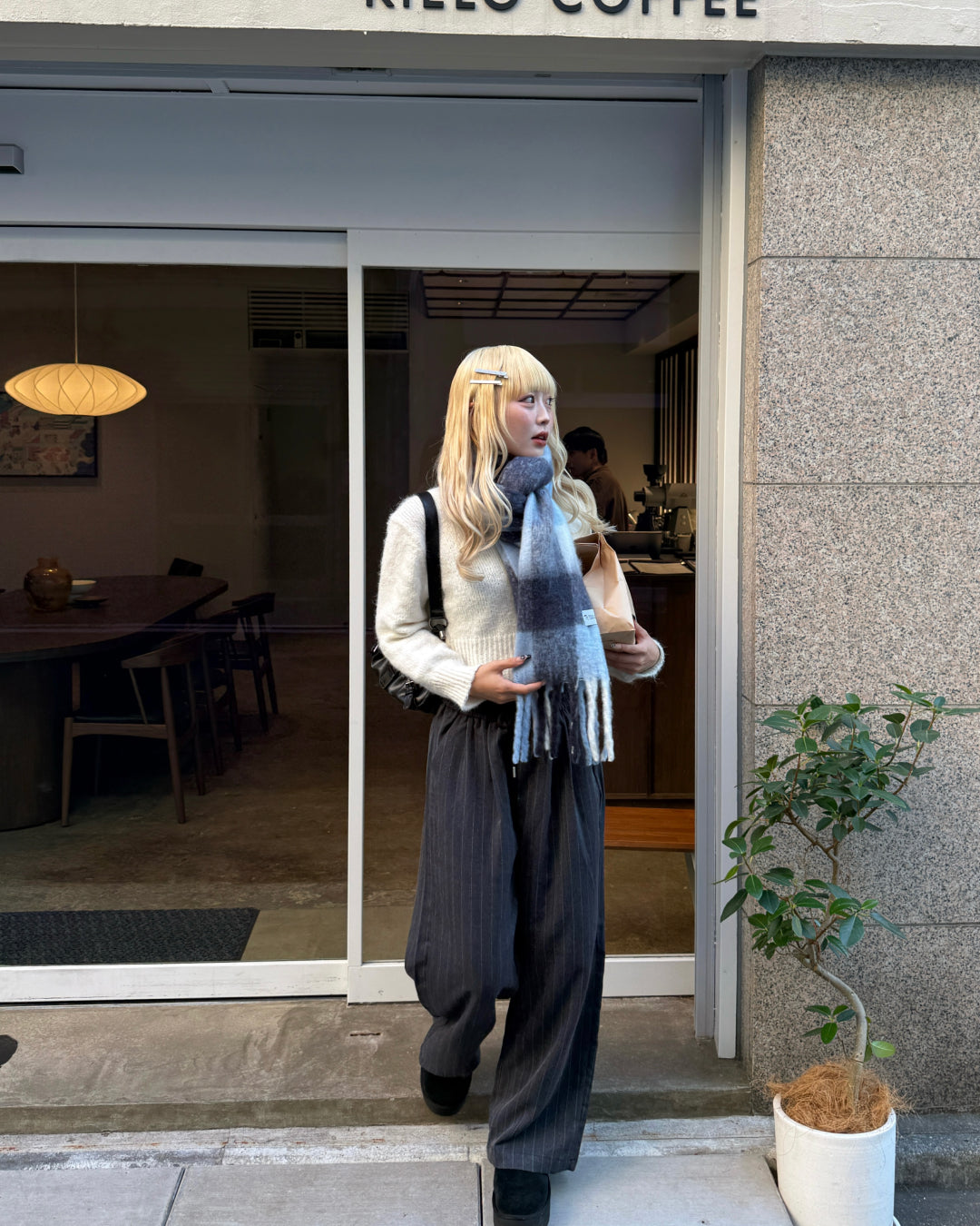 オンブレチェックマフラー HZ3004