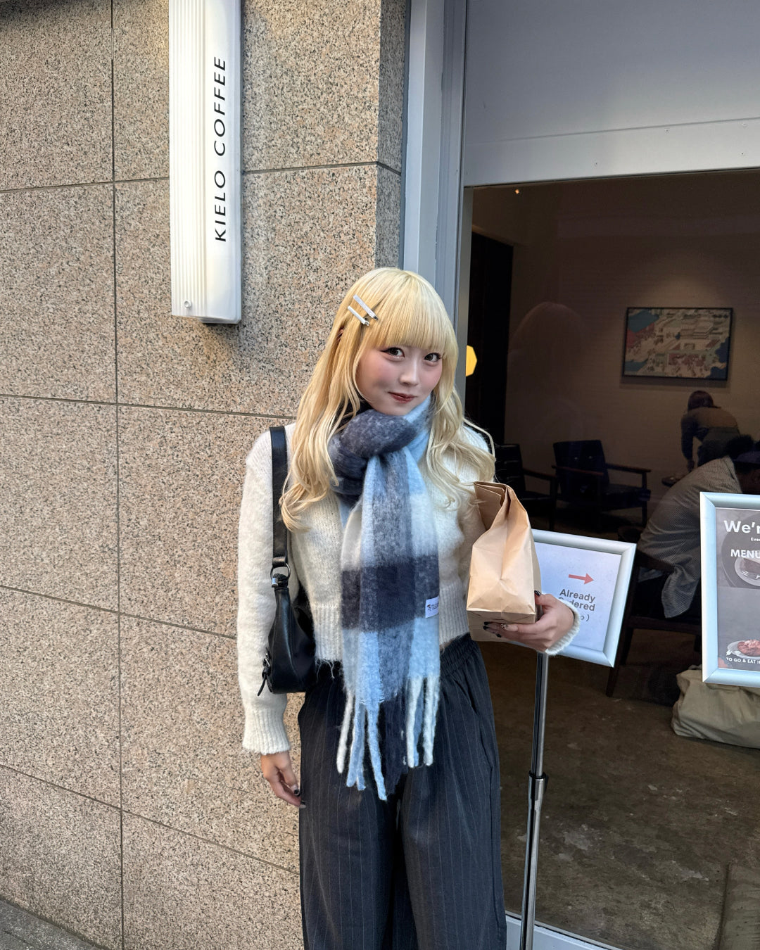 オンブレチェックマフラー HZ3004