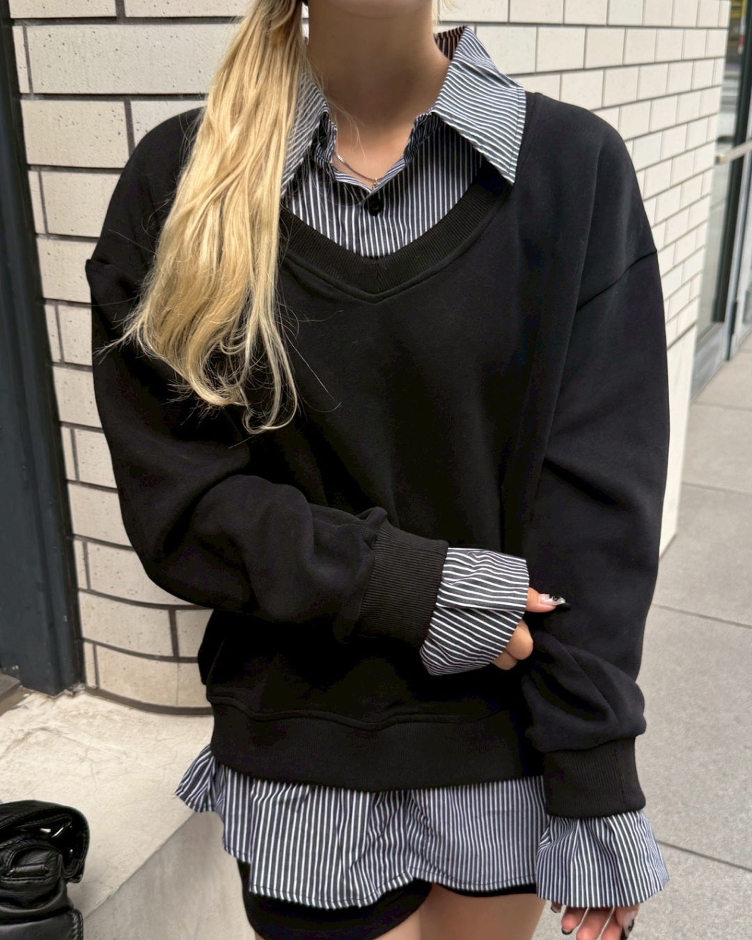 【即納】シャツレイヤードスウェット HZ5000