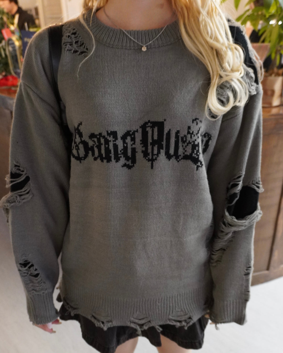 即納】フロントロゴダメージニット HZ5015 – YOLO（ヨロ