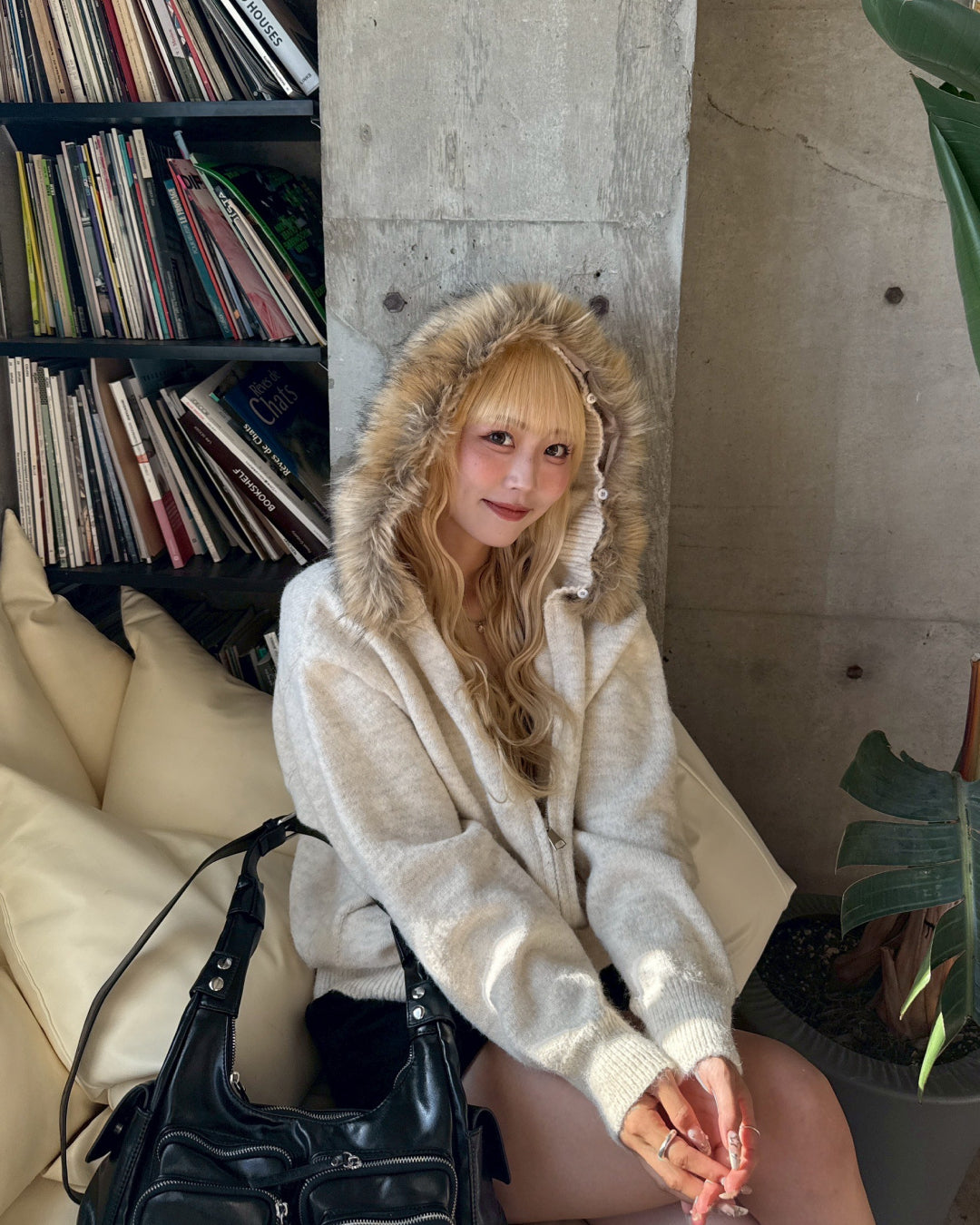 【即納】ニットファーパーカー HZ5017