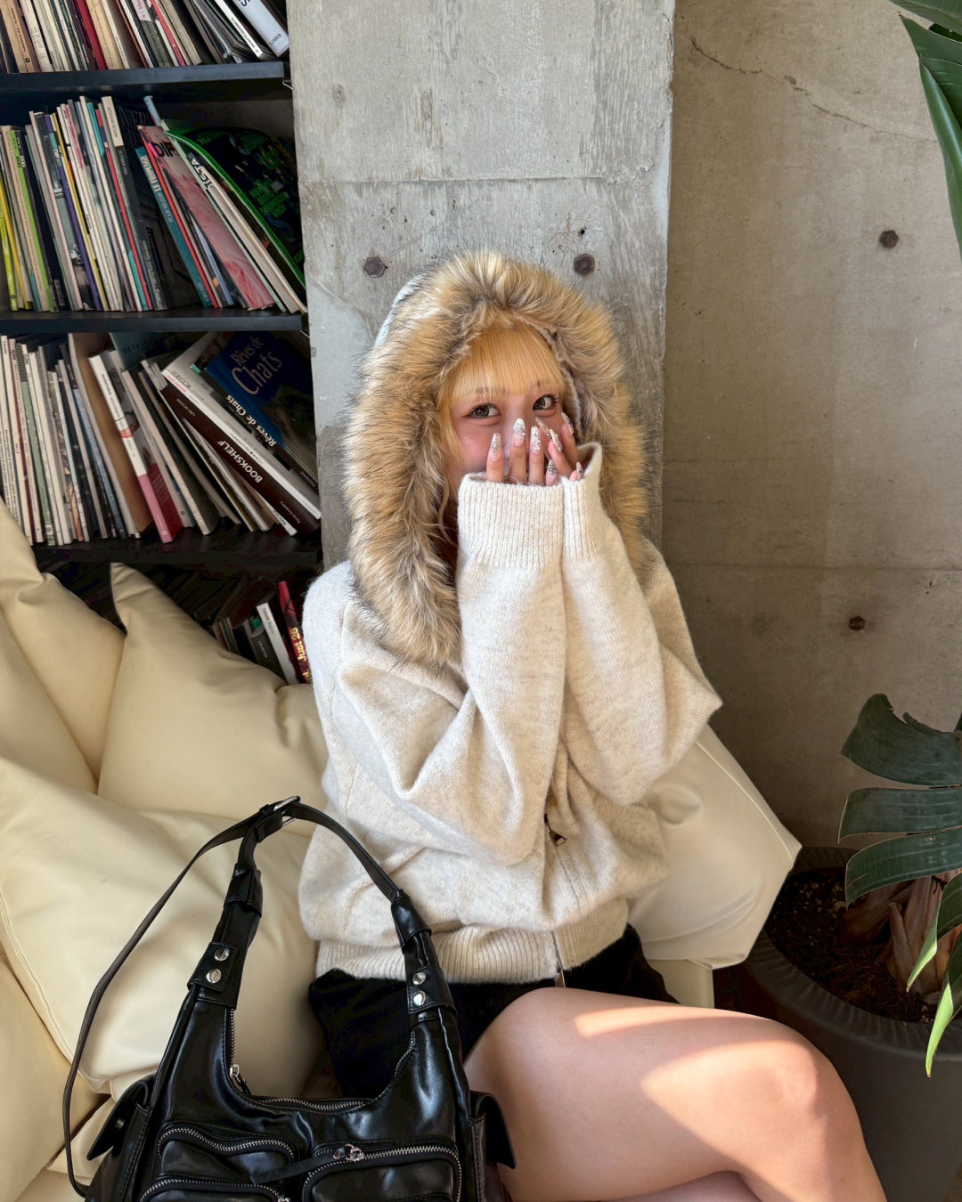 【即納】ニットファーパーカー HZ5017