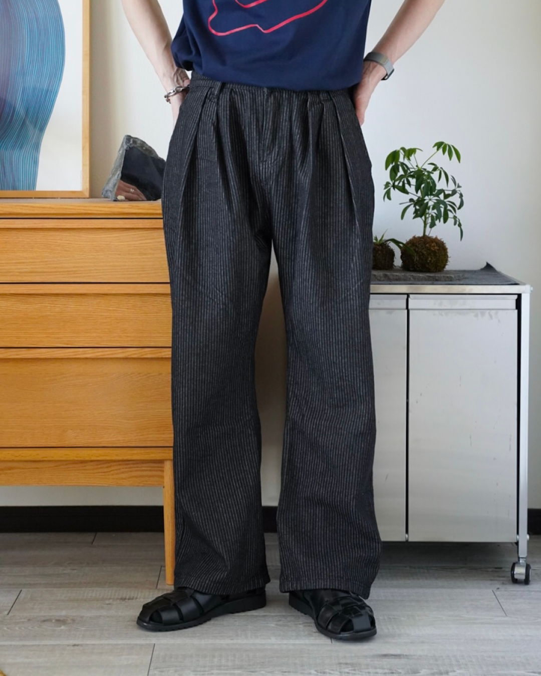 MILLO WOMEN デニム　ストライプ ストライプカーブシルエットタックデニムパンツ ID0020 – YOLO（ヨロ