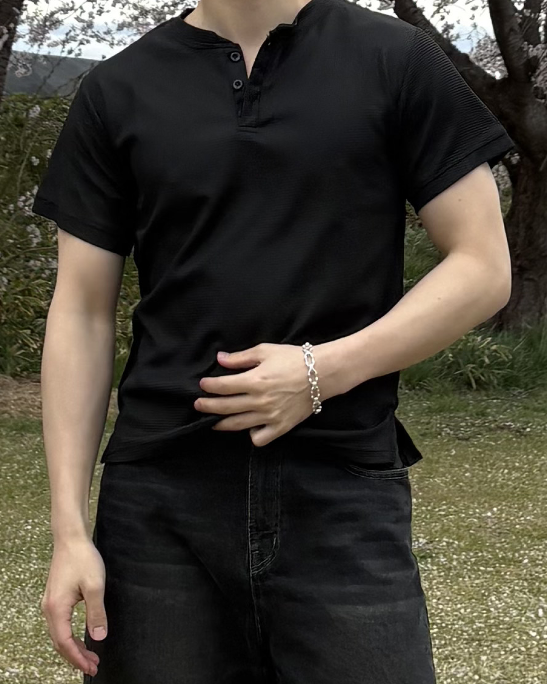 ヘンリーネック半袖Tシャツ IK0004