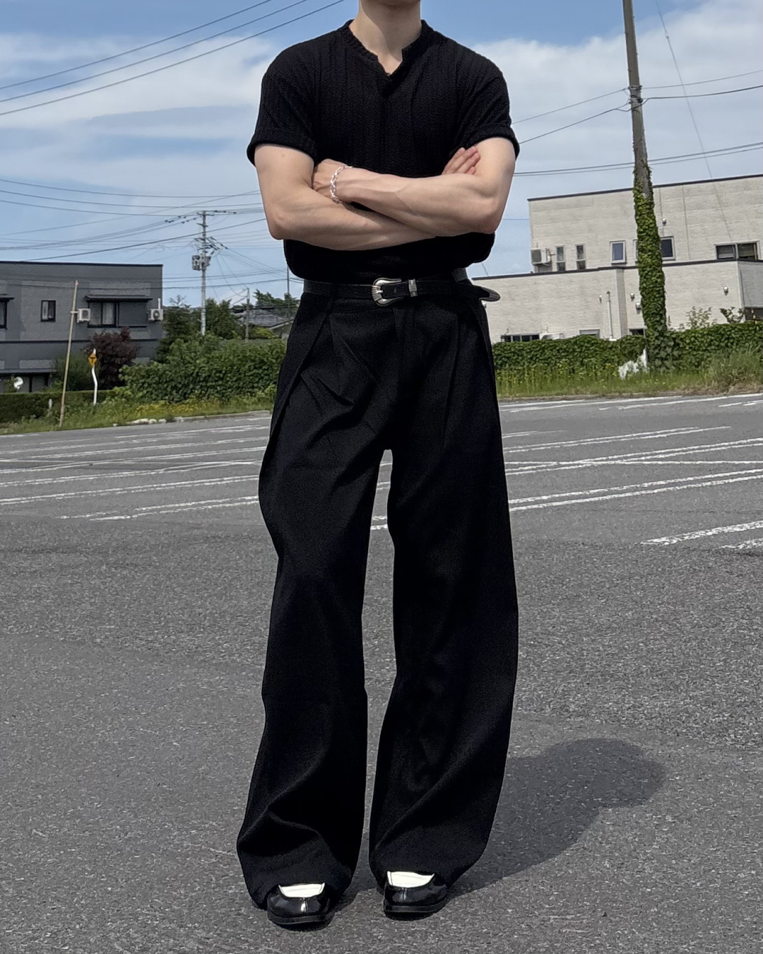 【即納】タックワイドスラックス IK0073