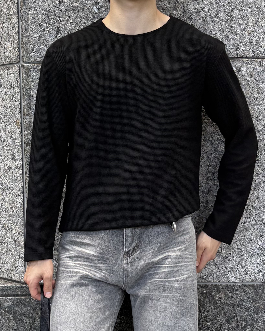 ルーズフィットワッフルロングTシャツ IK0287