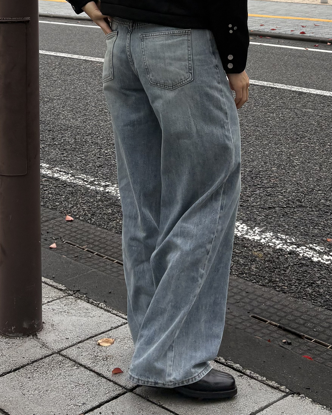 クロスベルトワイドストレートパンツ IK0519