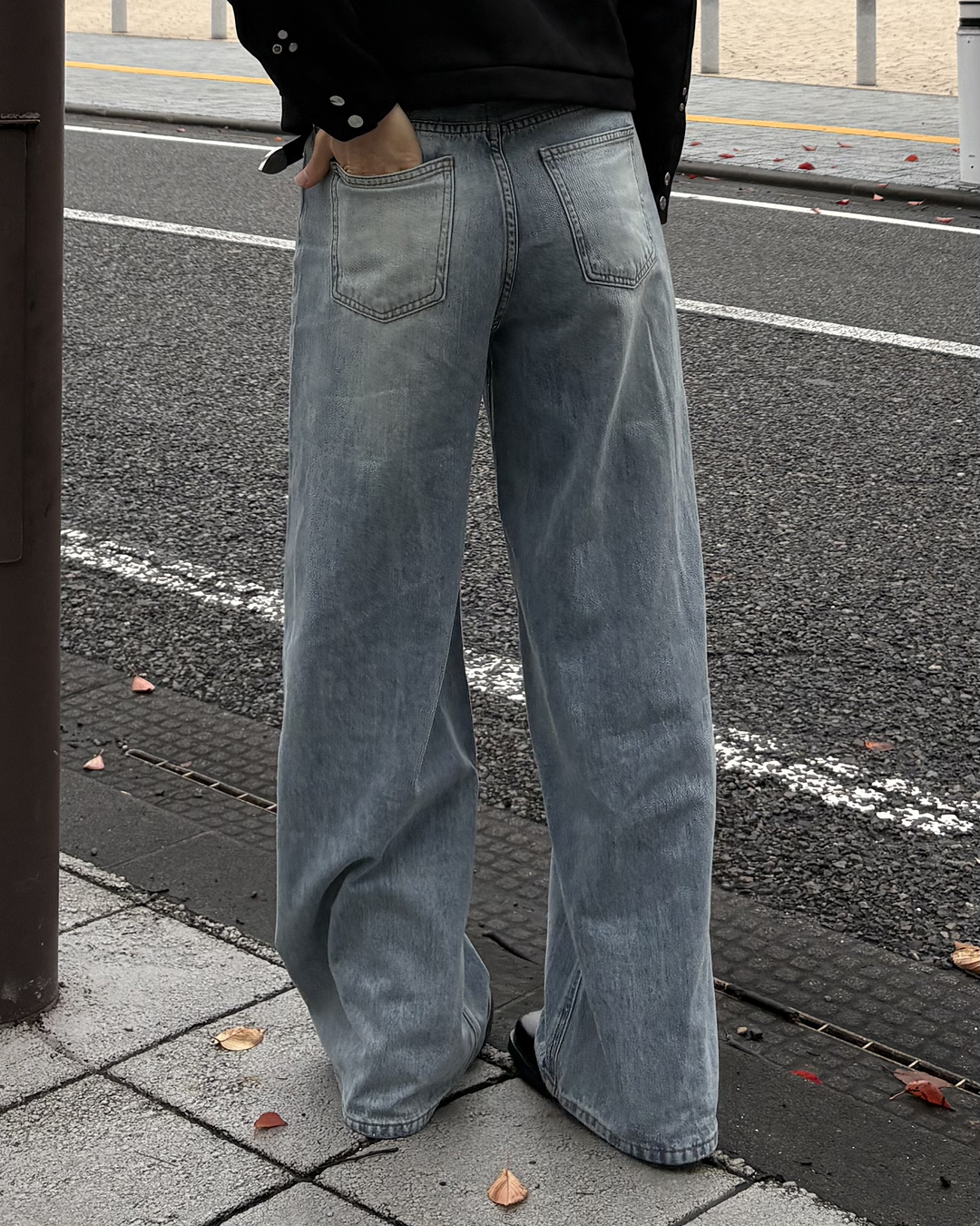 クロスベルトワイドストレートパンツ IK0519