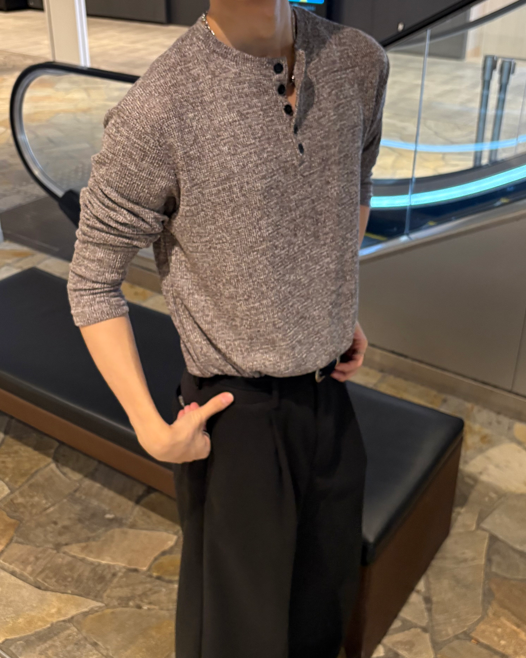 ヘンリーネックロングTシャツ WG0259