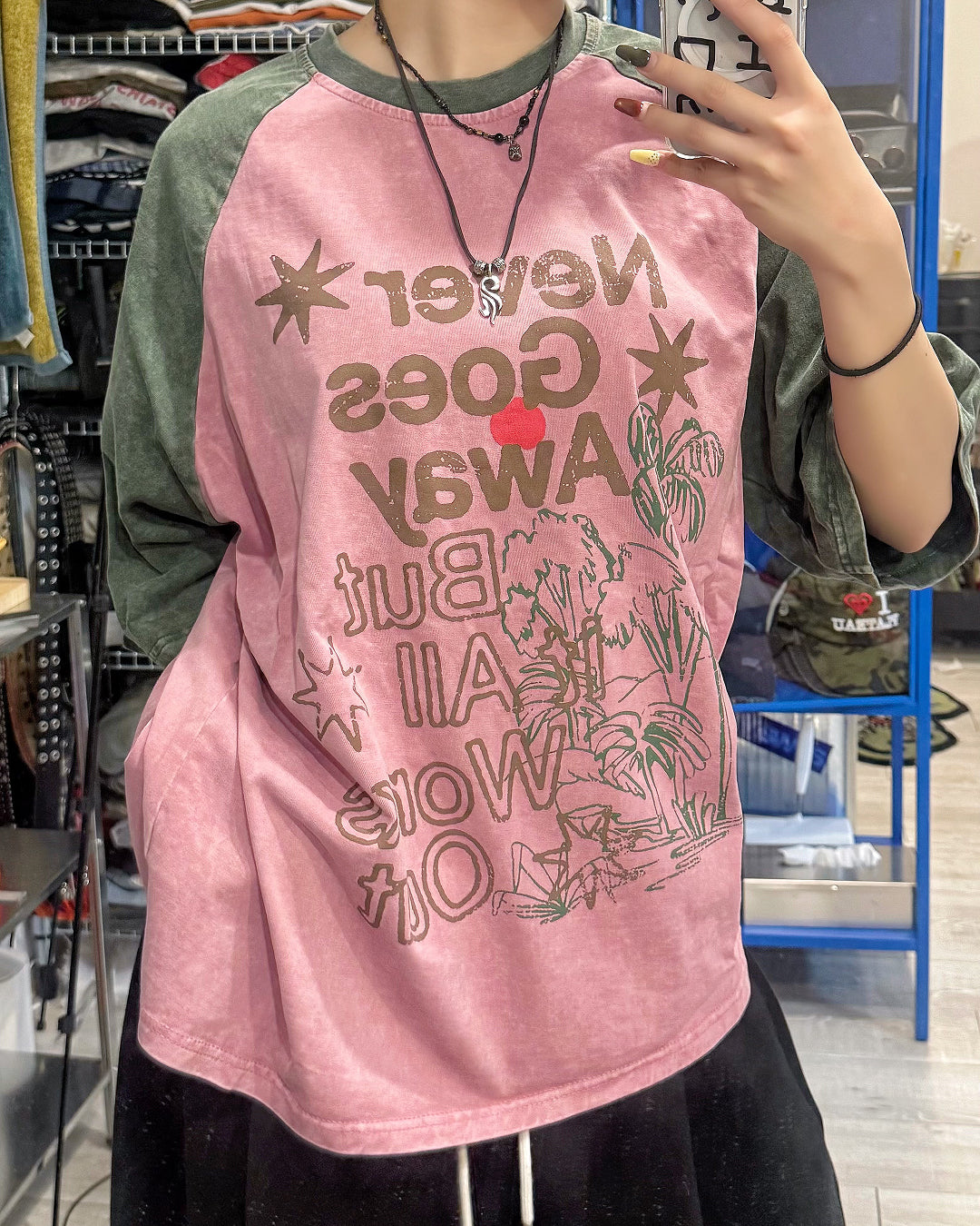ヴィンテージラグランオーバーサイズTシャツ KM7192 – YOLO（ヨロ