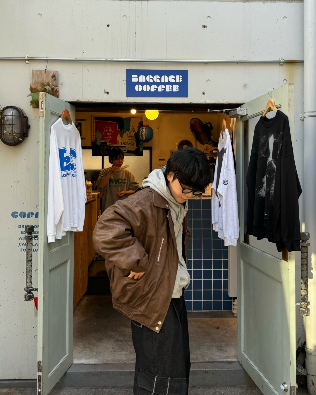 【即納】ボア襟ブラウンレザージャケット KA0092