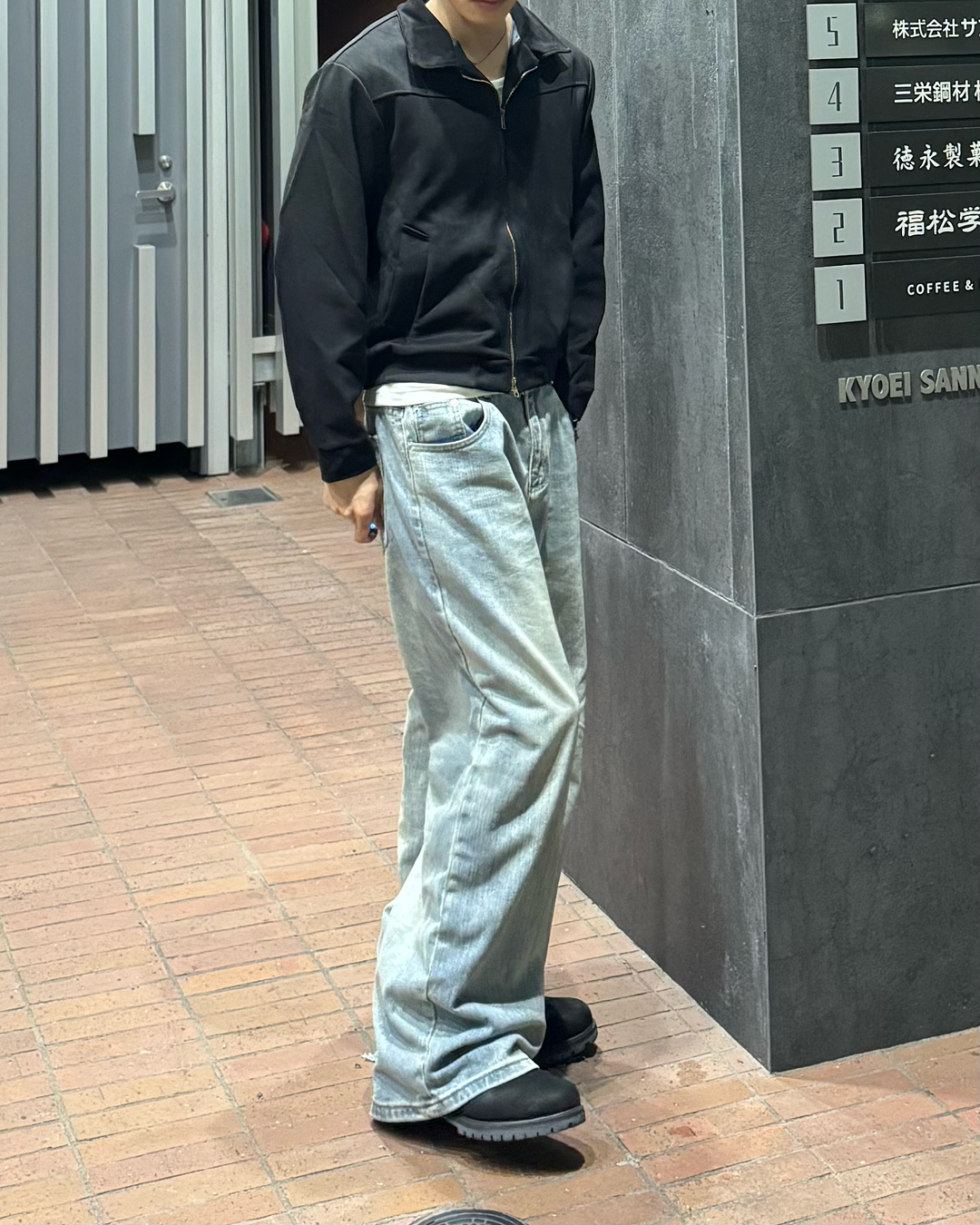 ヴィンテージウォッシュワイドデニムパンツ NS0046