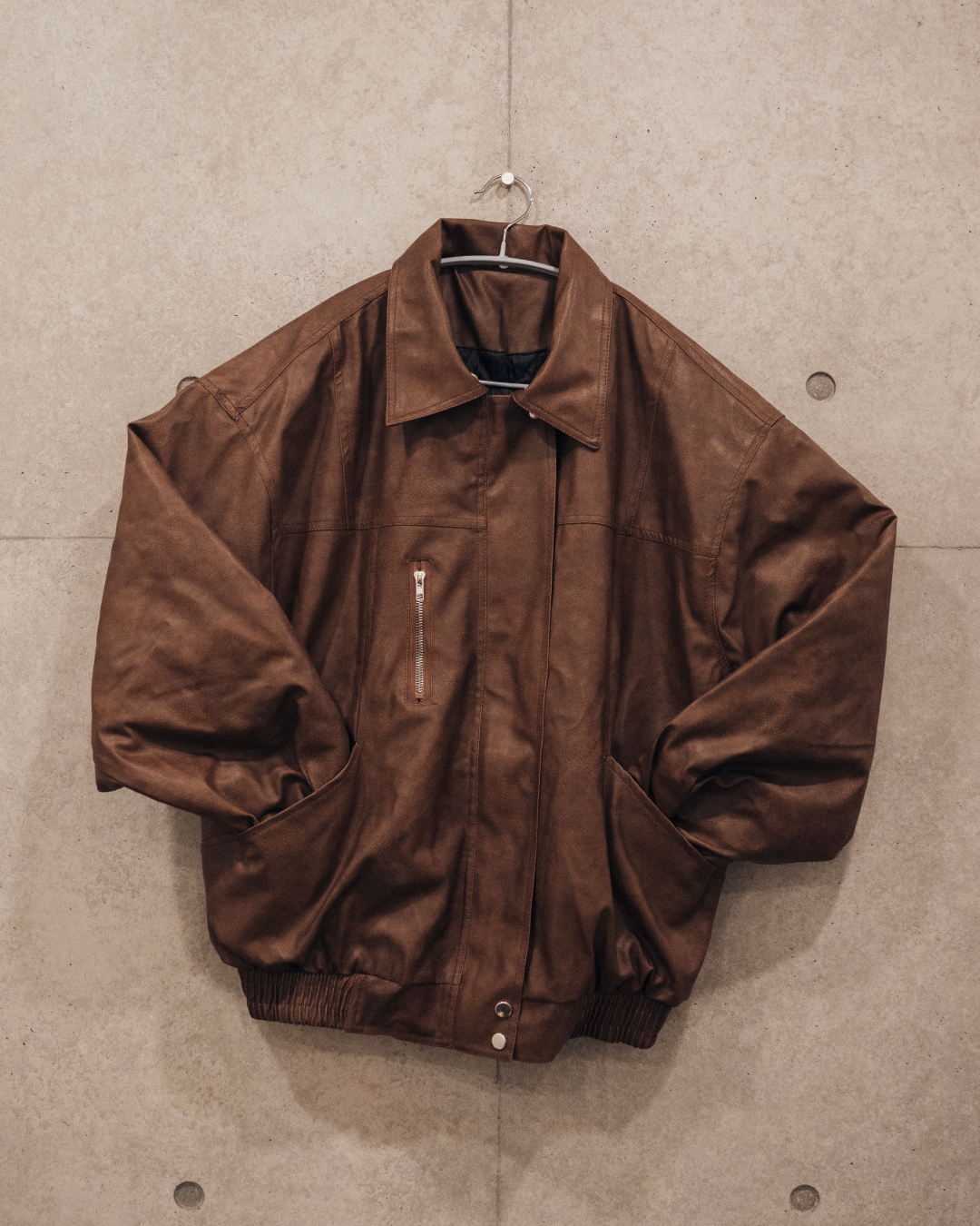 【即納】ボア襟ブラウンレザージャケット KA0092