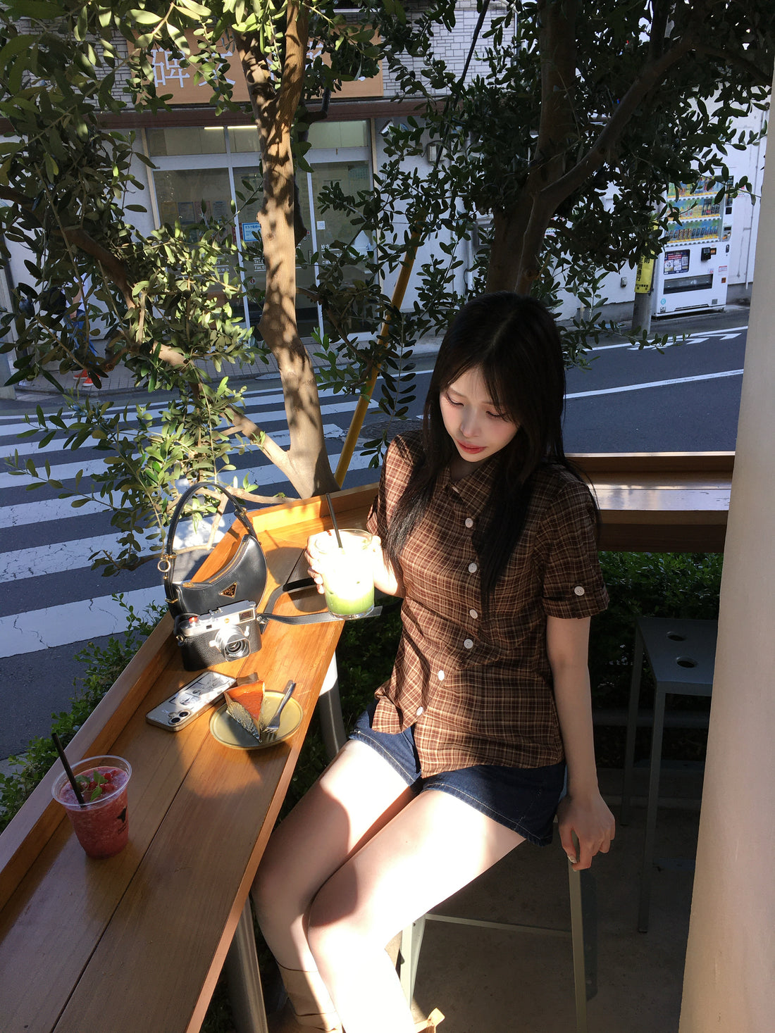 アシンメトリーテェックシャツ NK0018