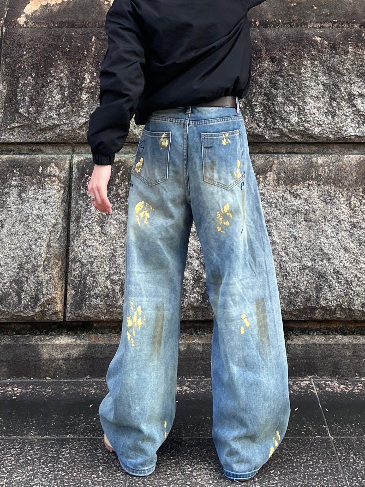 ペイントバルーンカーブデニムパンツ TK0001