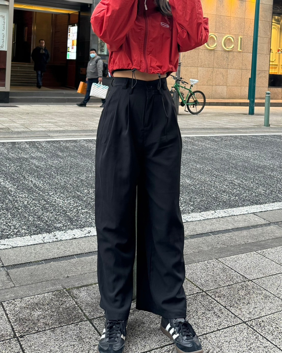 【即納】ストレートブラックパンツ K0044