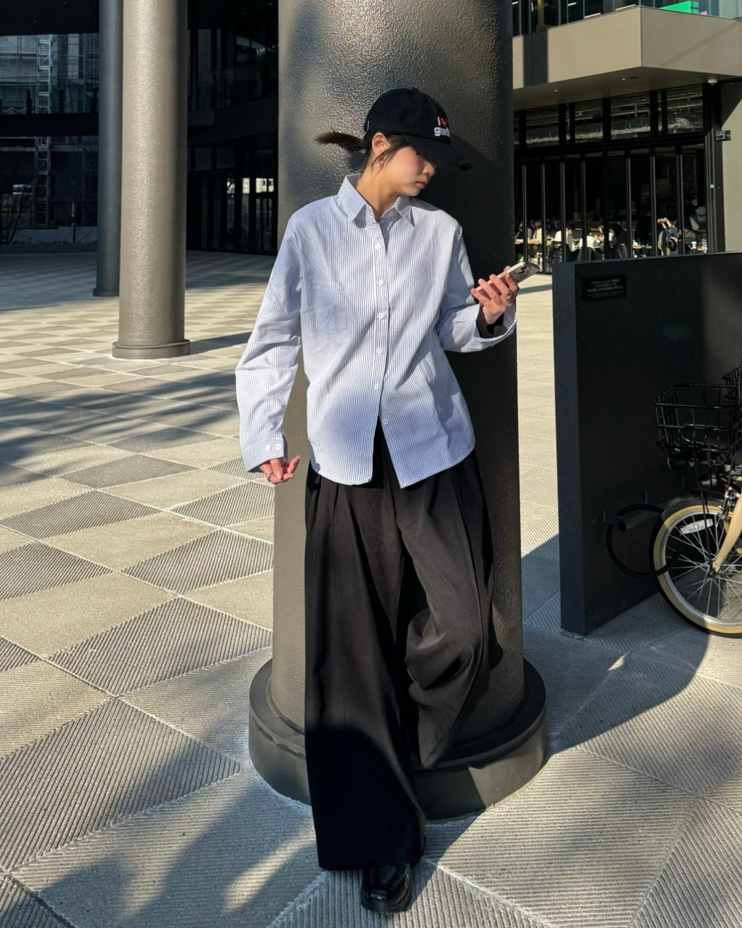 ワイドシルエットフェイクポケットプリーツパンツ K0355