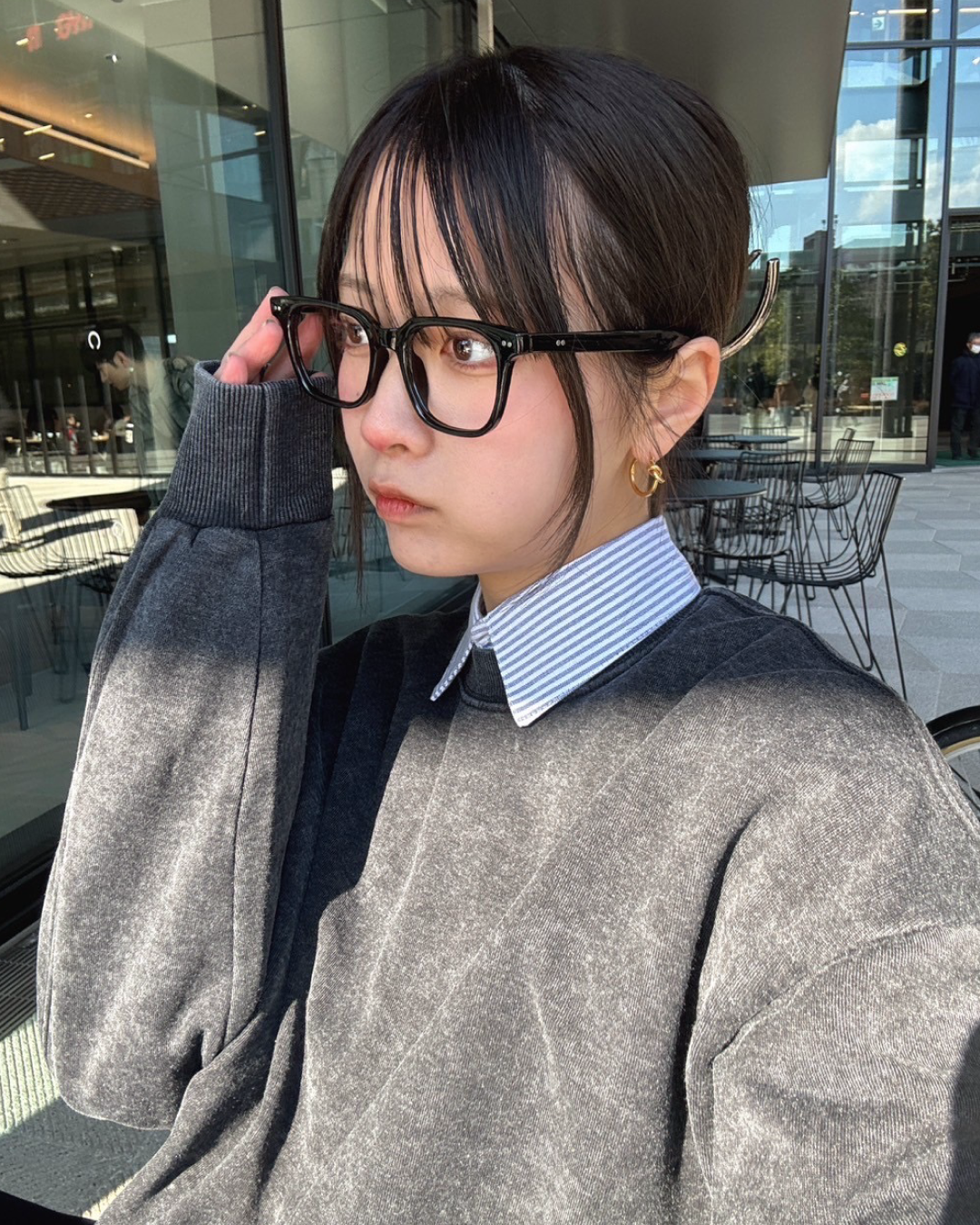 ブラックフレームメガネ K0373