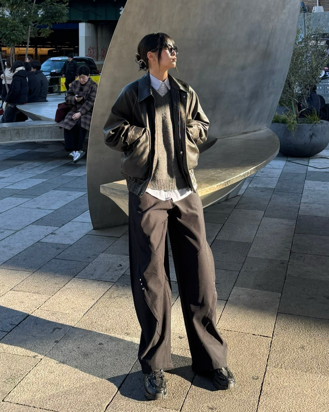 スタッズデザインワイドパンツ K0374
