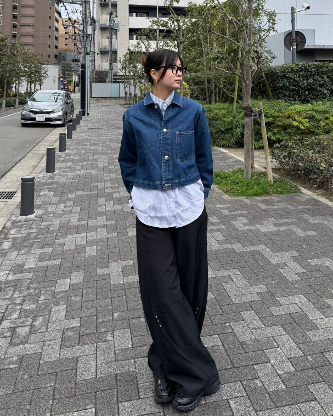 スタッズデザインワイドパンツ K0374