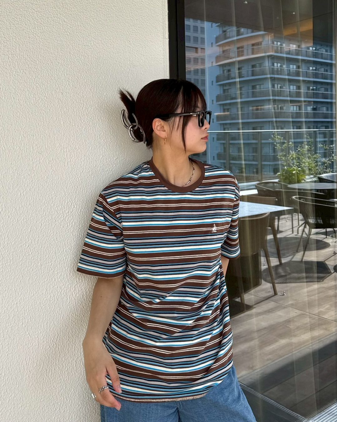 ワンポイントボーダーTシャツ K1003