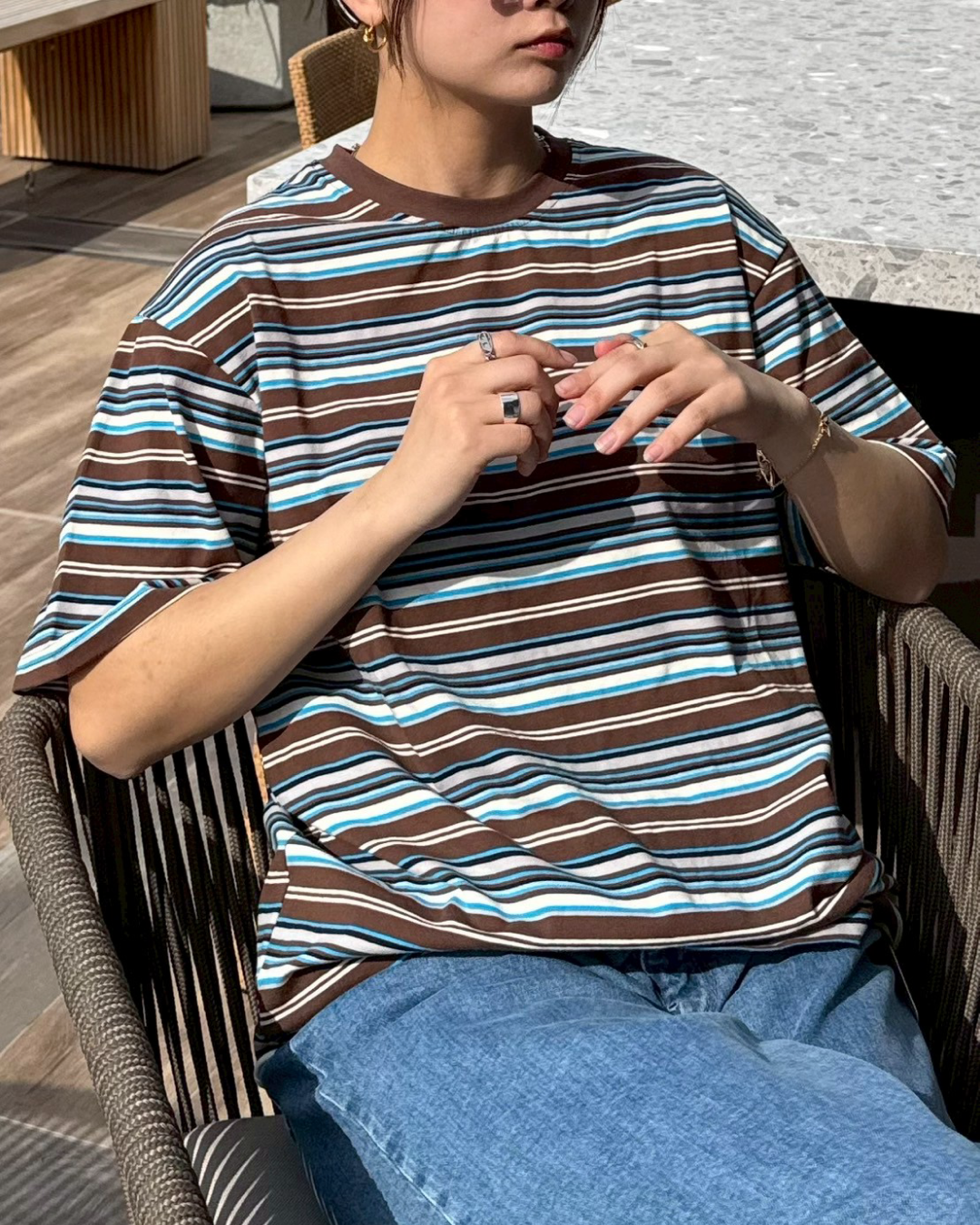 ワンポイントボーダーTシャツ K1003