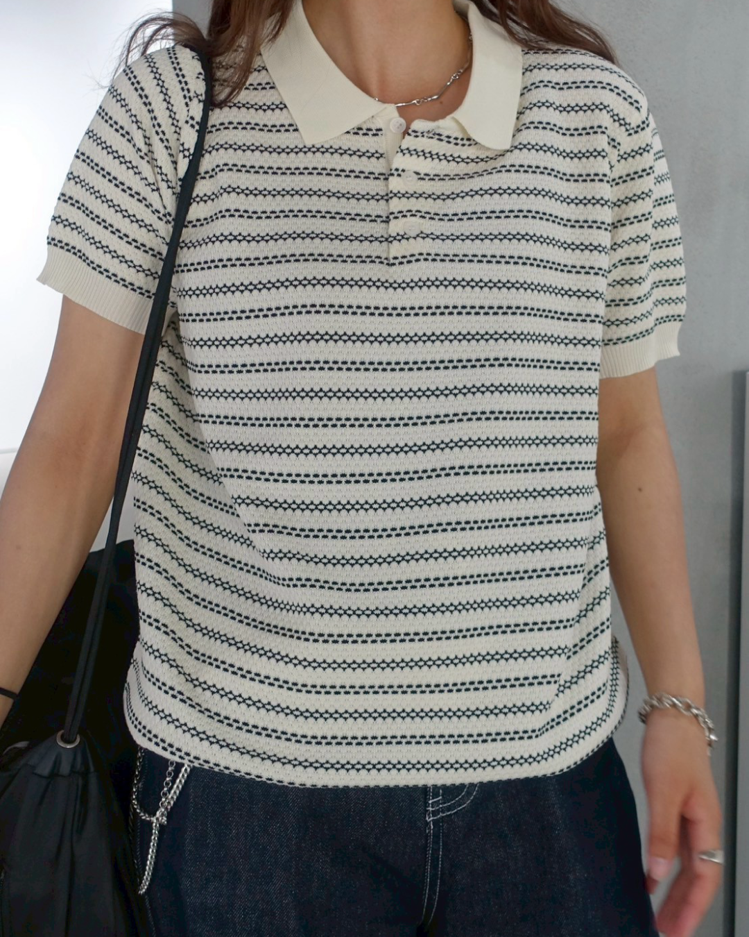 サマーニットボーダーポロシャツ K1013