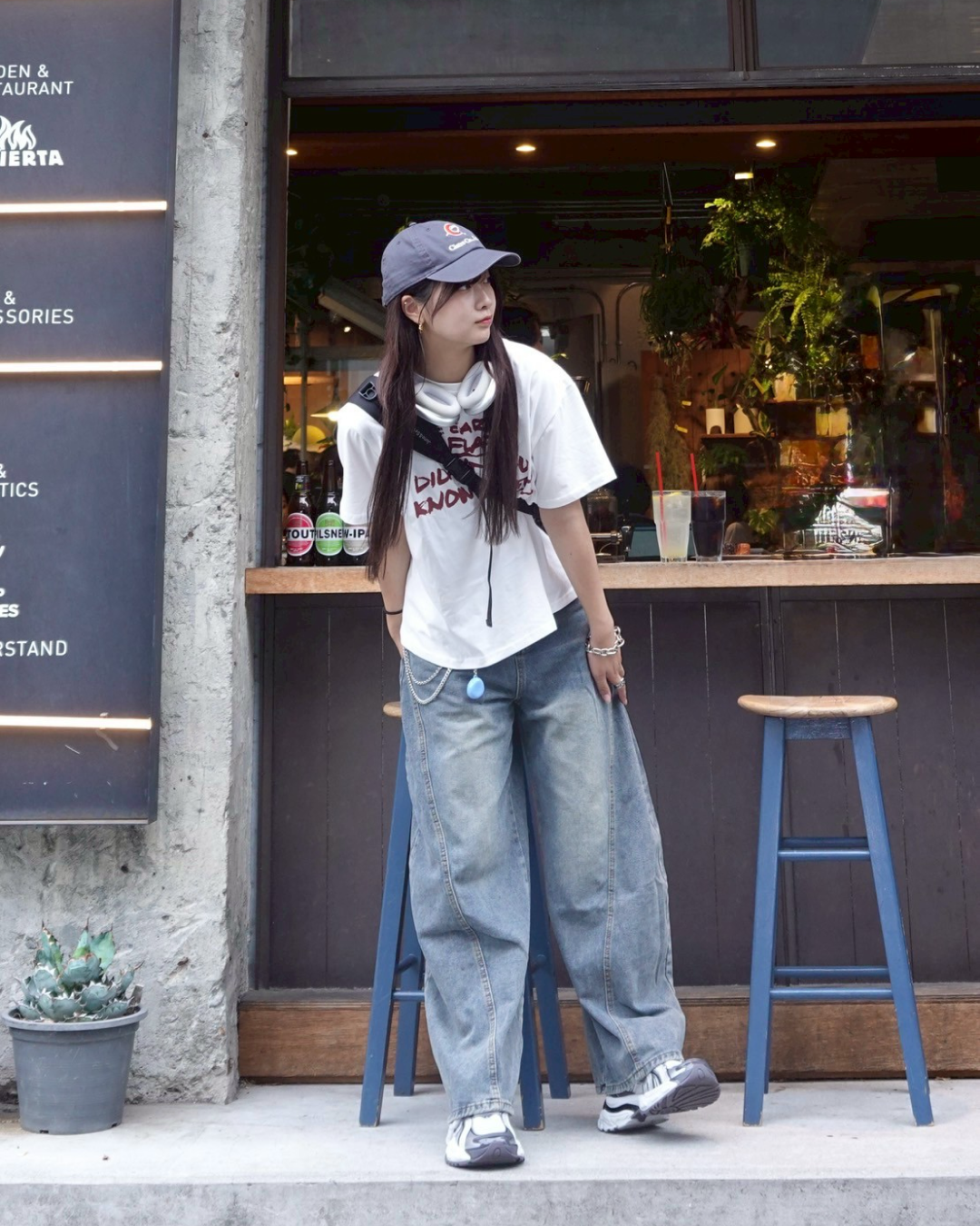 レトロウォッシュワイドレッグパンツ K1042