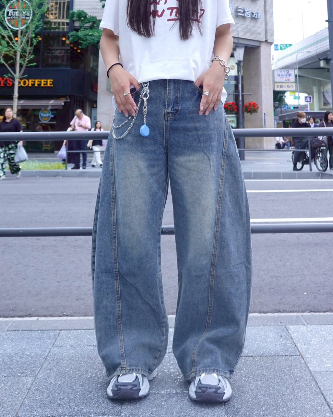 レトロウォッシュワイドレッグパンツ K1042