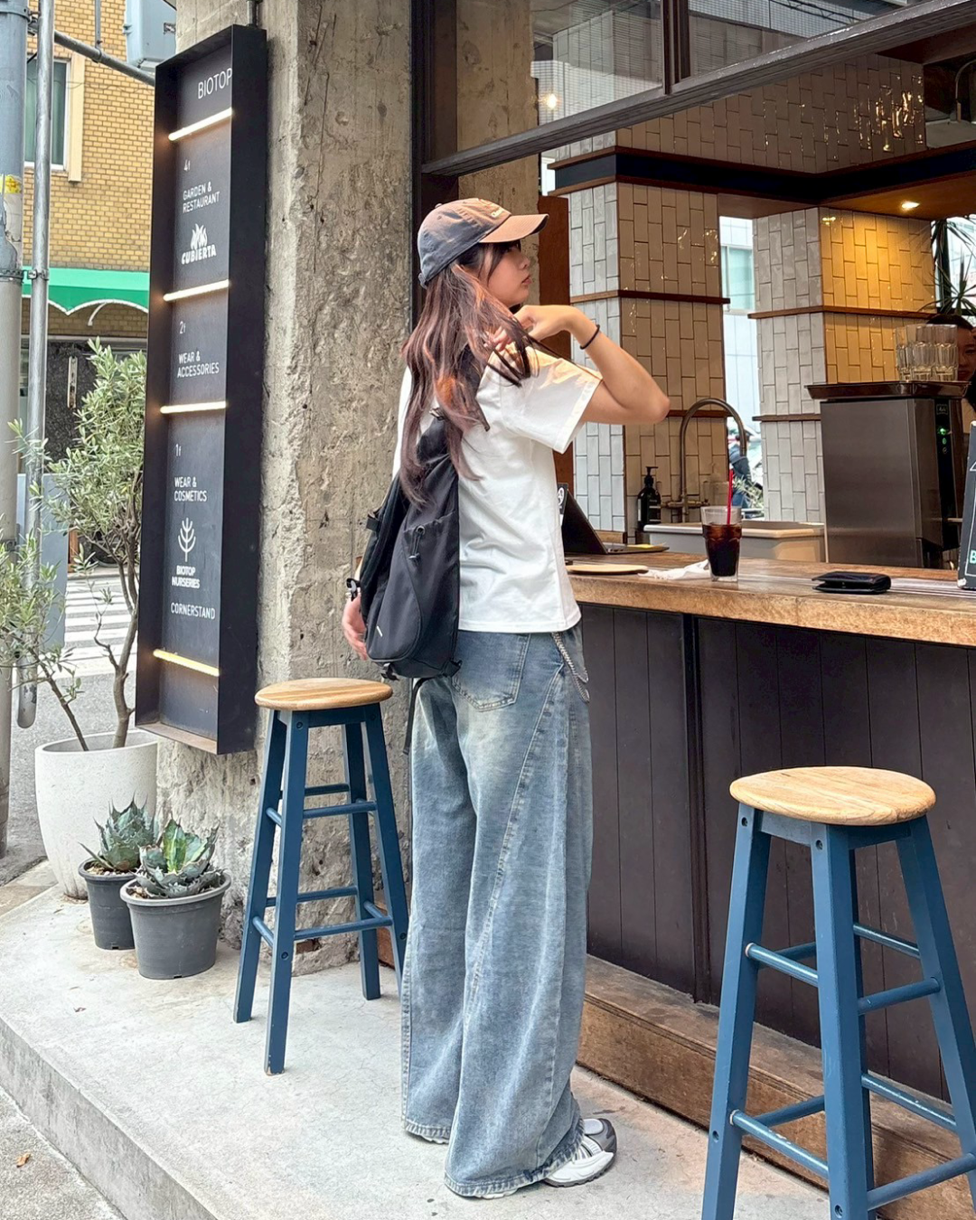 レトロウォッシュワイドレッグパンツ K1042