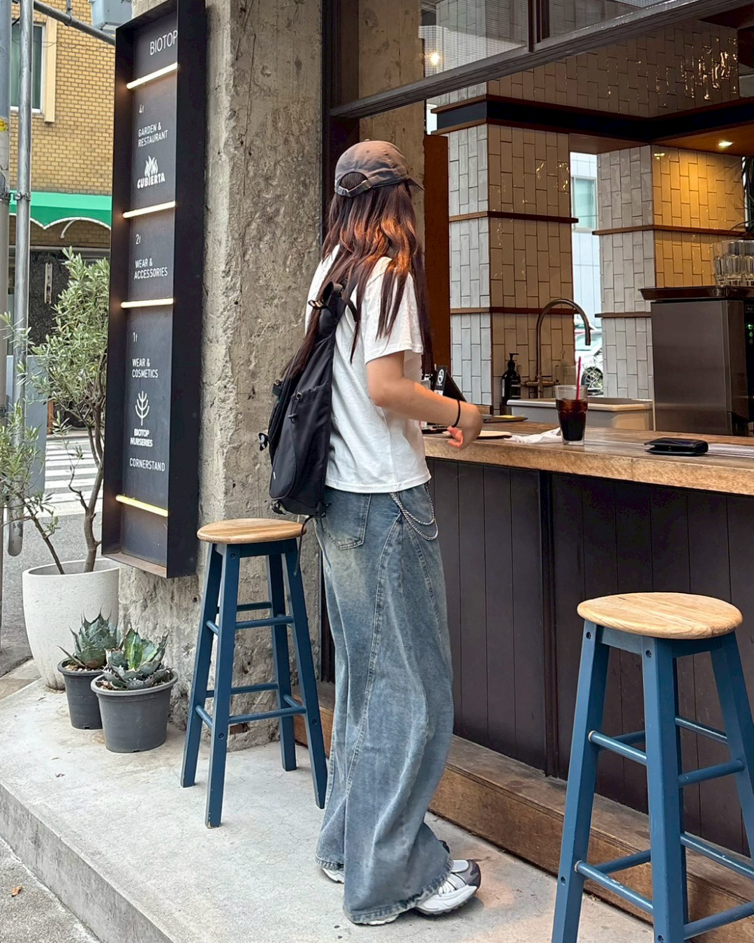 レトロウォッシュワイドレッグパンツ K1042