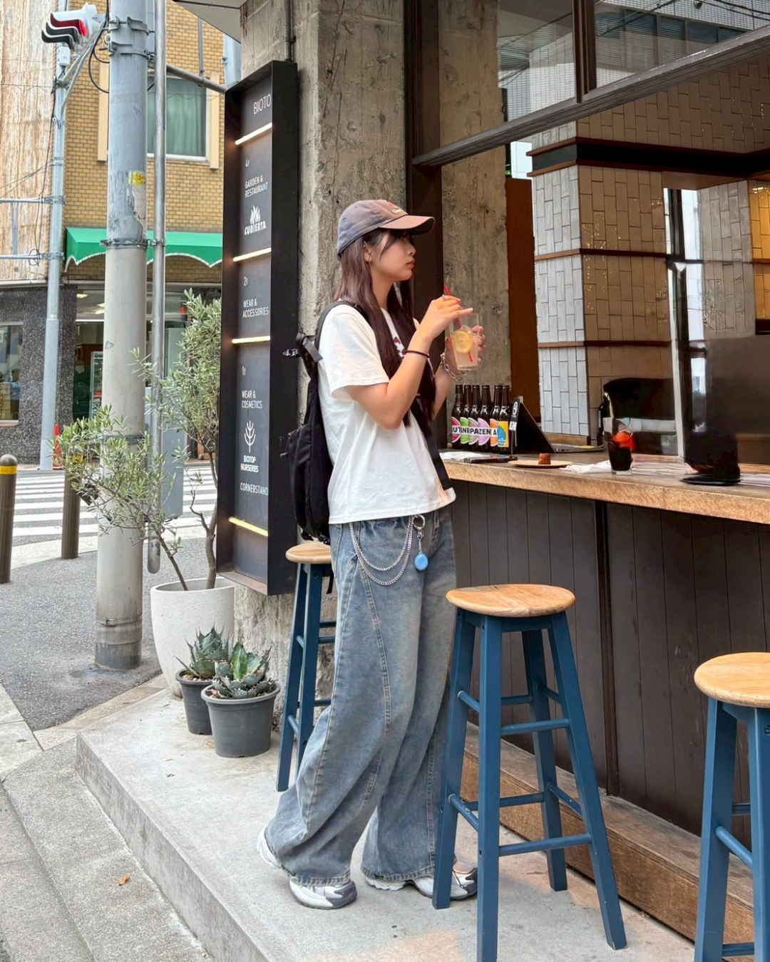 レトロウォッシュワイドレッグパンツ K1042