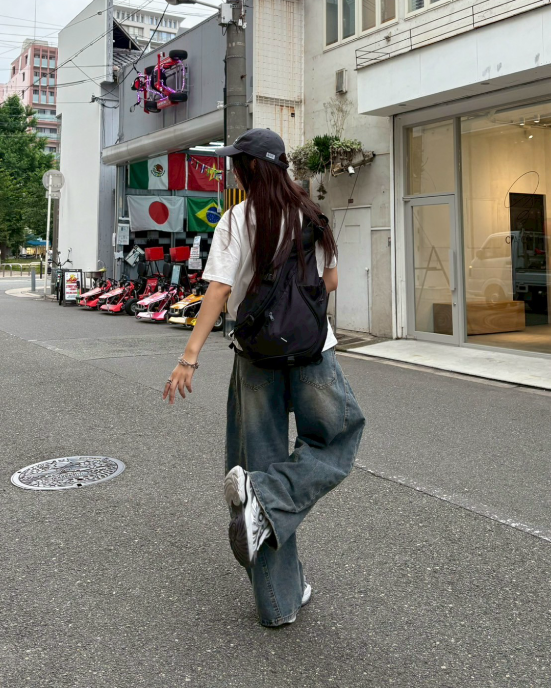 レトロウォッシュワイドレッグパンツ K1042