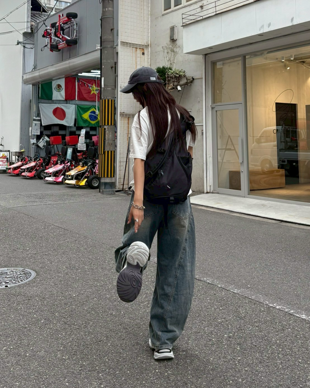 レトロウォッシュワイドレッグパンツ K1042