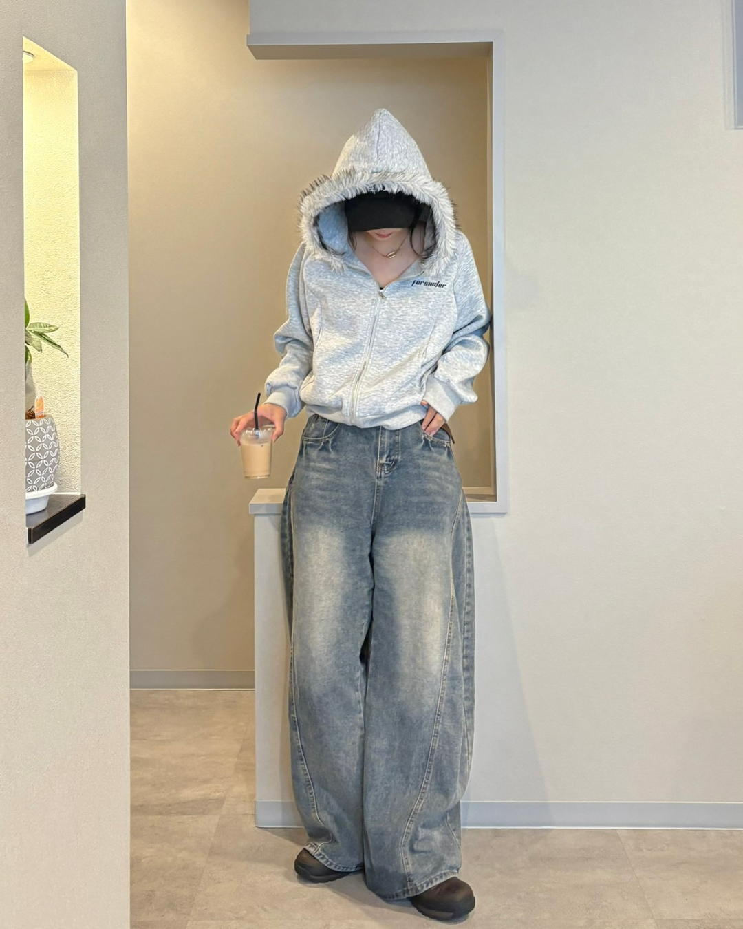 レトロウォッシュワイドレッグパンツ K1042