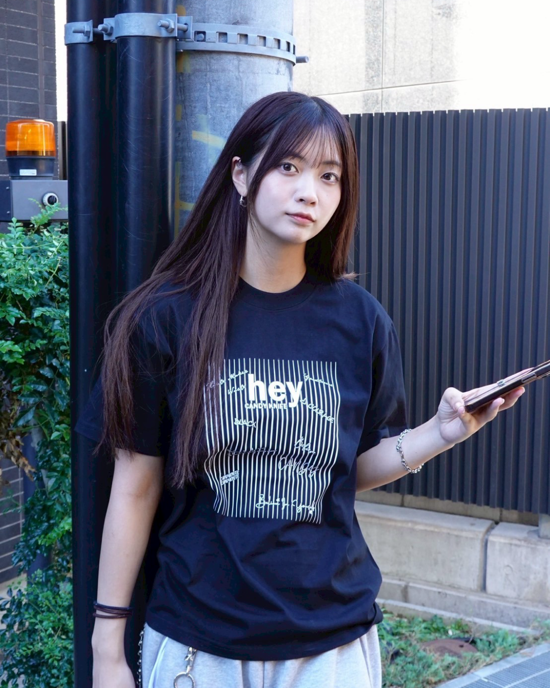 ストライプレタープリントTシャツ K1071