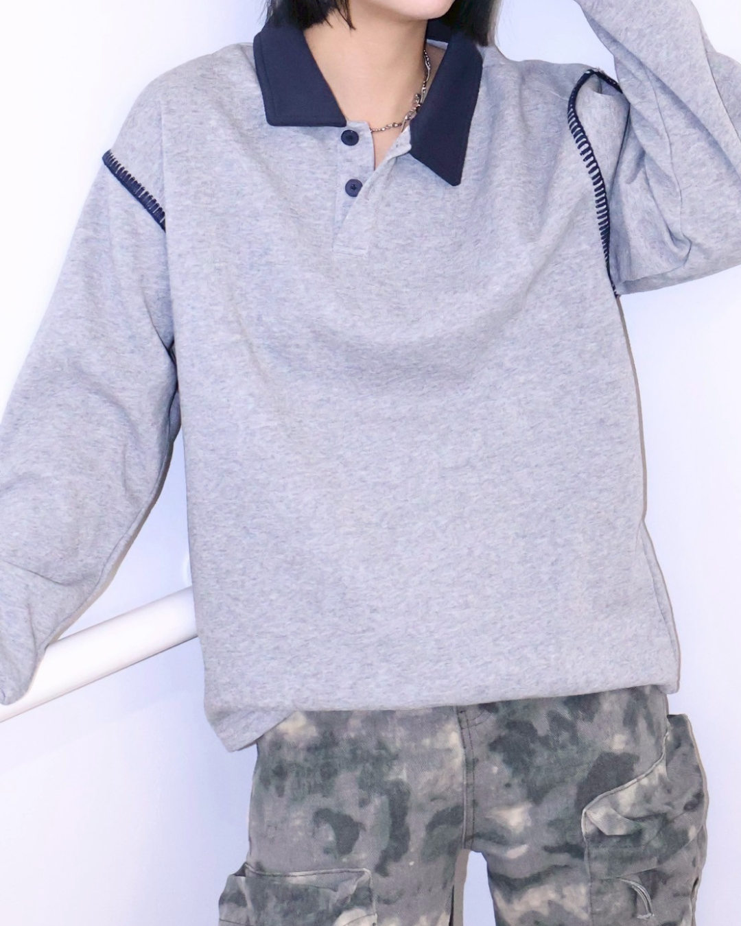 バイカラーステッチスウェット K1107