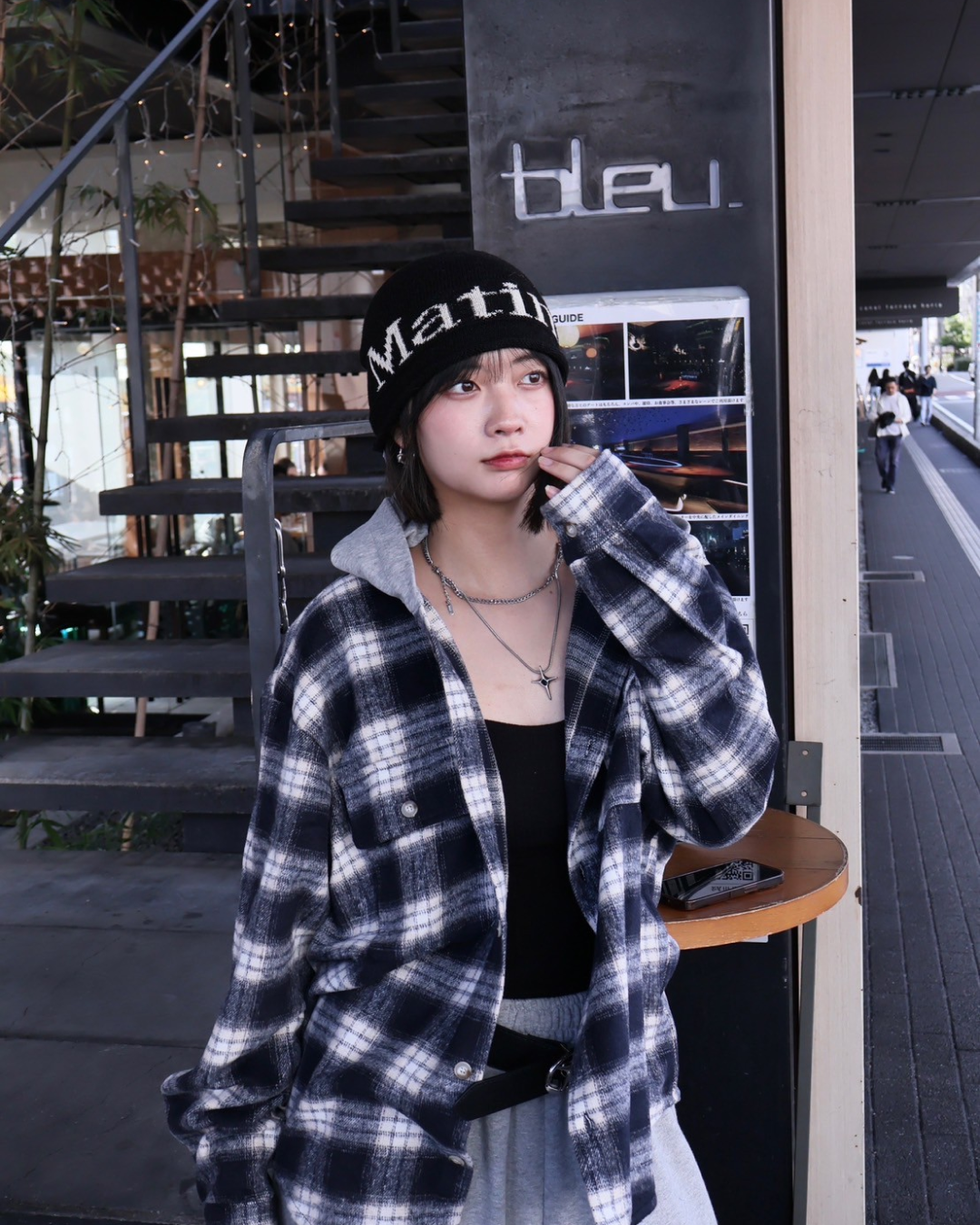 フードチェックシャツジャケット K1111