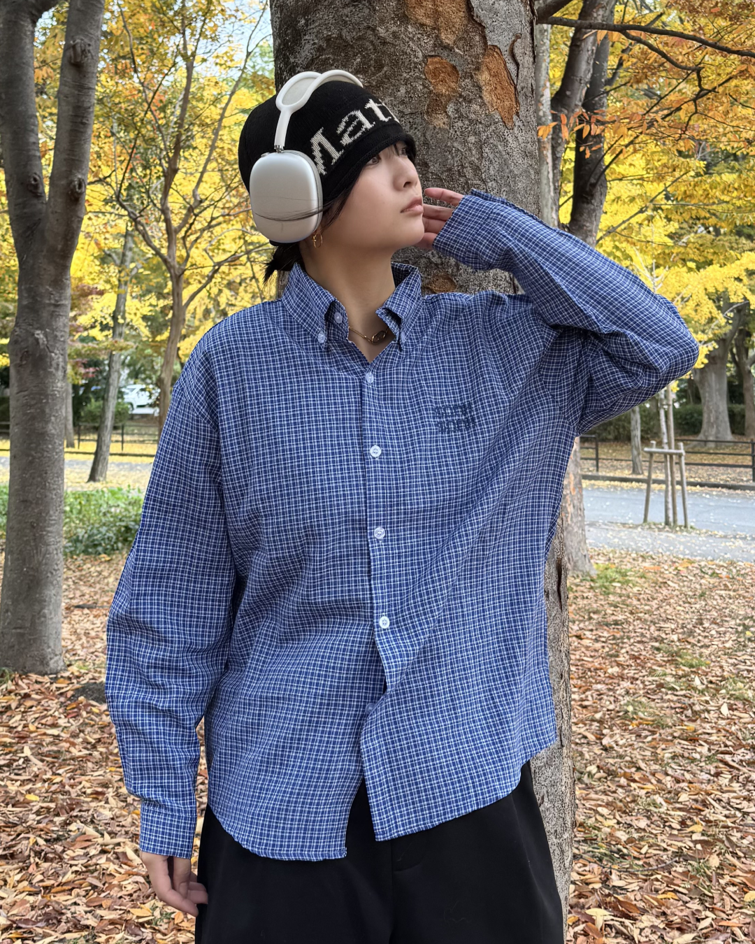 ポイント刺繍チェックシャツ K1133