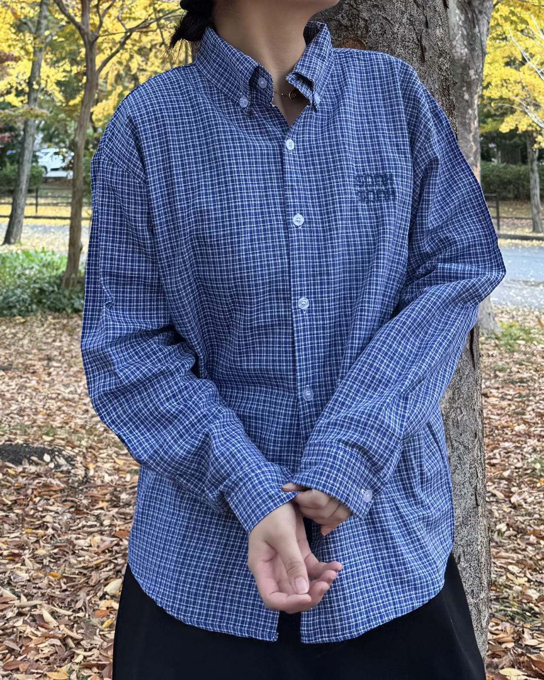 ポイント刺繍チェックシャツ K1133