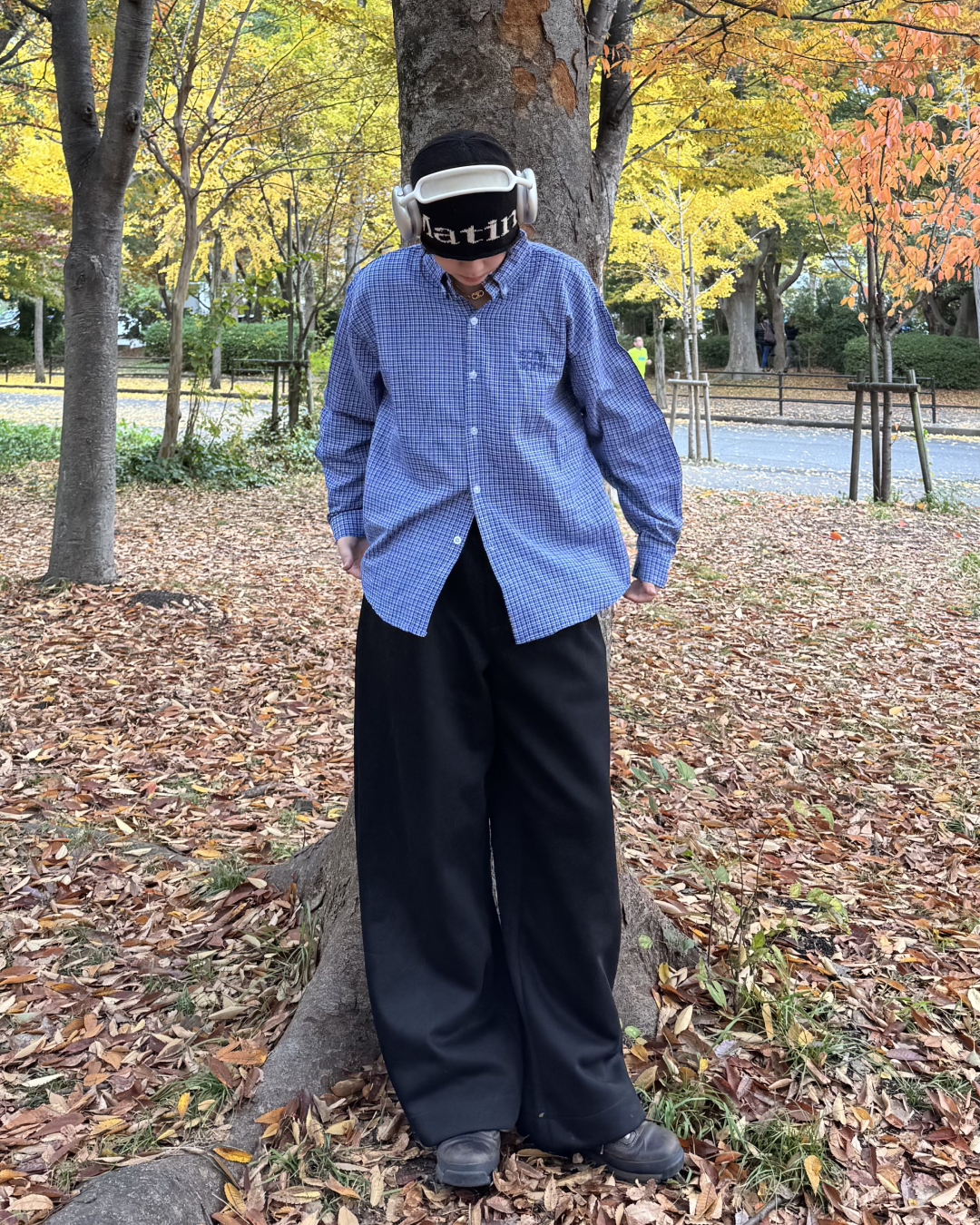 ポイント刺繍チェックシャツ K1133