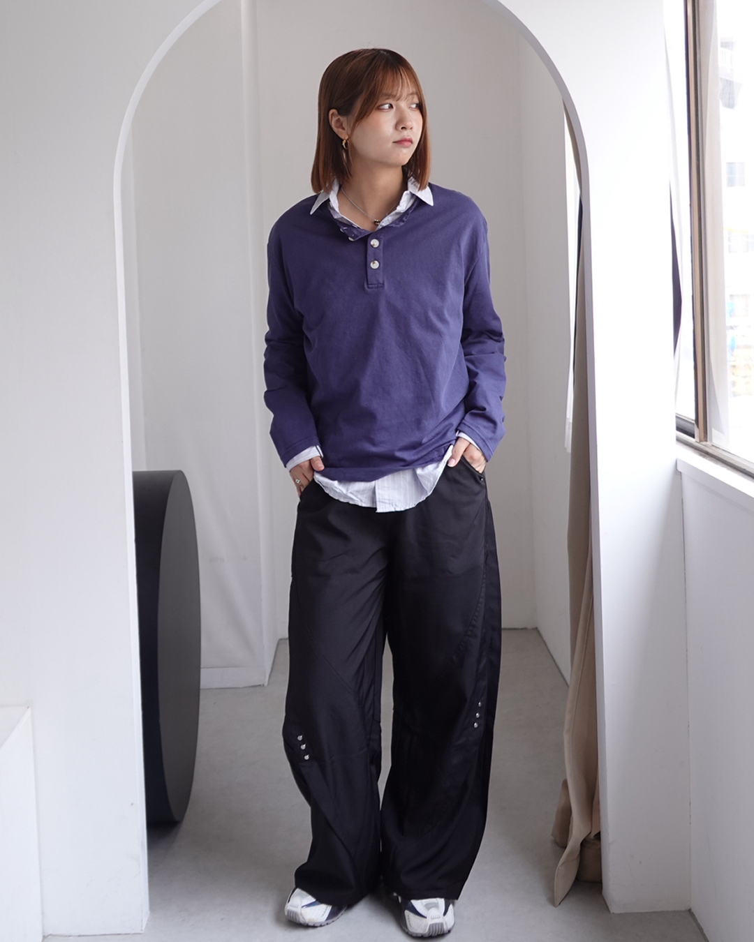 【再販】スタッズデザインワイドパンツ K0374