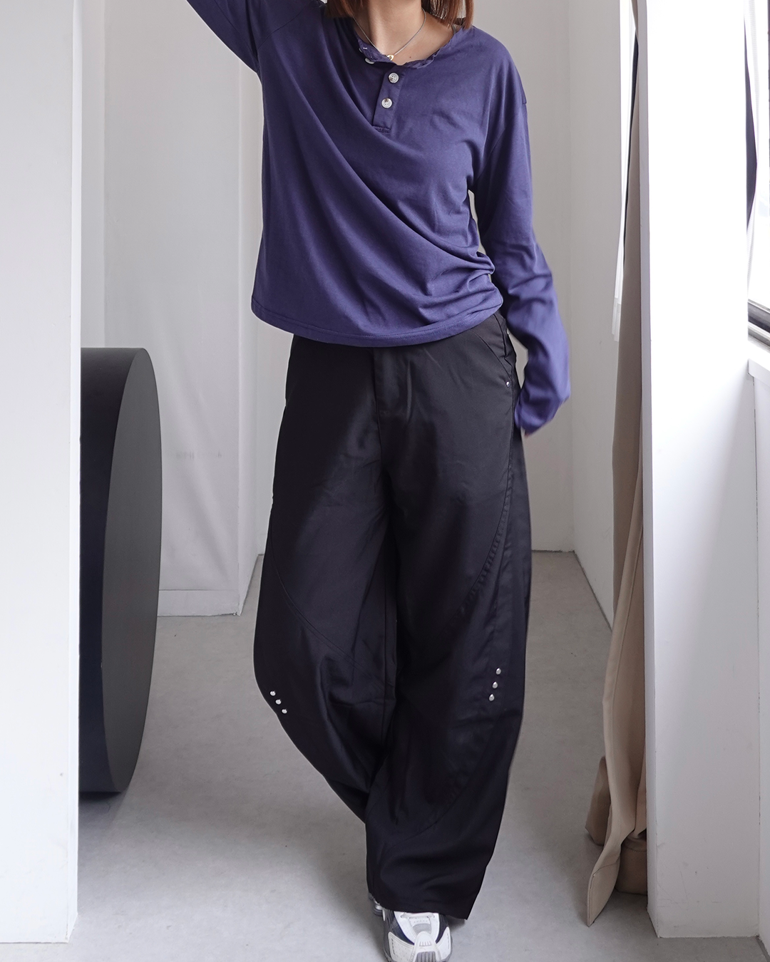 【再販】スタッズデザインワイドパンツ K0374