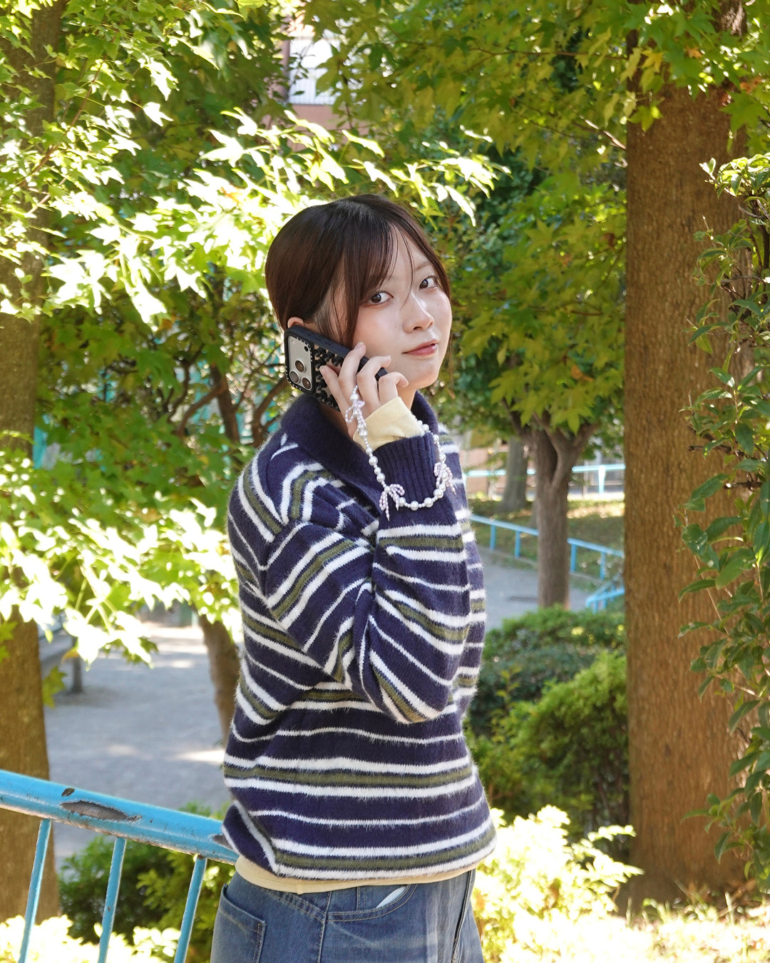 ボーダーポロカラーニット K3519